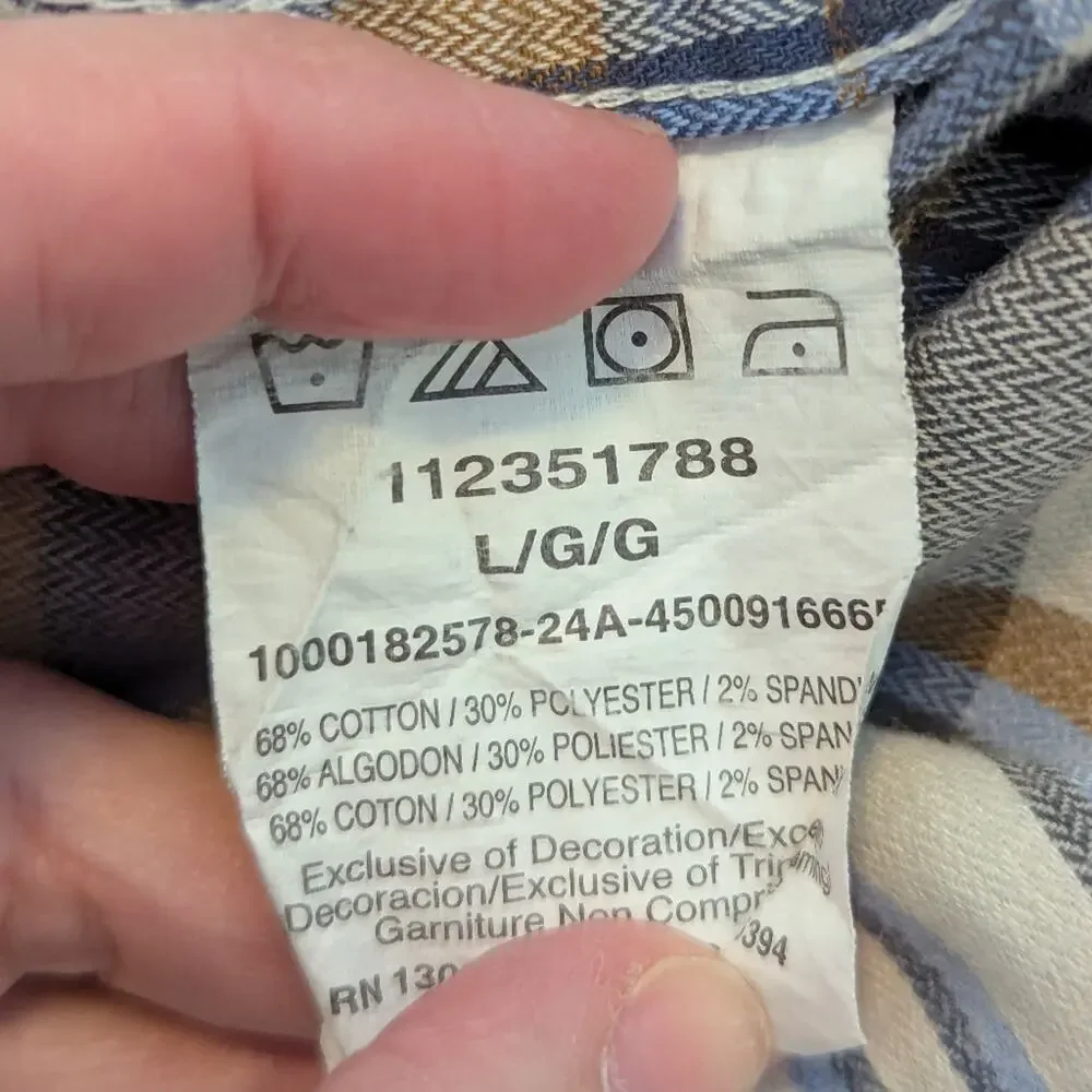 Wrangler Cowboy Wash Plaid Shirt, Color: Almond Milk Western Workwear Men's L - Picture 5 of 6